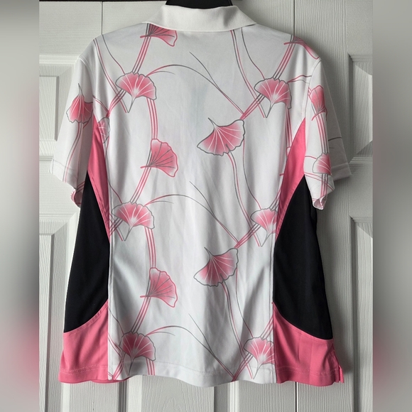 NWOT Monterey Club Polo Golf Pink and Black Floral Top Size XL - Picture 8 of 11